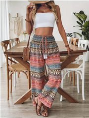 Women's Printed Wear Casual High Waist Elastic Trousers