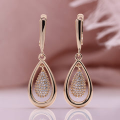 Water Drop Geometry Pine Cone Zircon Earrings