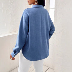 European And American Fashion Commuter Women's Simple Solid Color Long Sleeve Shirt