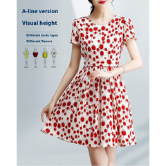 Ice Silk Polka Dot High-end Dress Women's Summer Wear