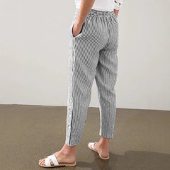 Women's Striped Pants Loose Elastic Waist