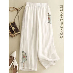 Cropped Pants Cotton Linen Casual Pants Chinese Ethnic