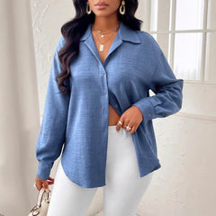 European And American Fashion Commuter Women's Simple Solid Color Long Sleeve Shirt