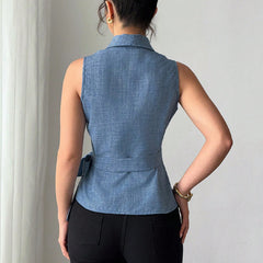Fashionable Elegant Women's Slim Sleeveless Shirt