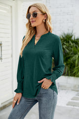 New Women's Casual V-neck Lotus Leaf Sleeve Loose T-shirt