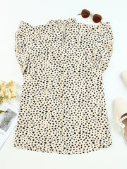 Women's Leopard Print Ruffled Sleeveless Chiffon Shirt