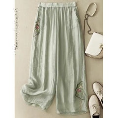 Cropped Pants Cotton Linen Casual Pants Chinese Ethnic