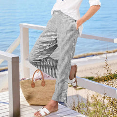 Women's Striped Pants Loose Elastic Waist