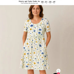 Round Neck Collar T-shirt Short Sleeve Stitching Pocket Skirt